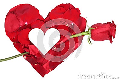 Heart from petals with red rose love topic on Valentine's and mo Stock Photo