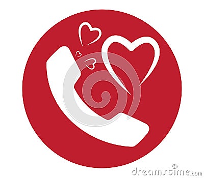 Heart and Phone Icon Cartoon Illustration