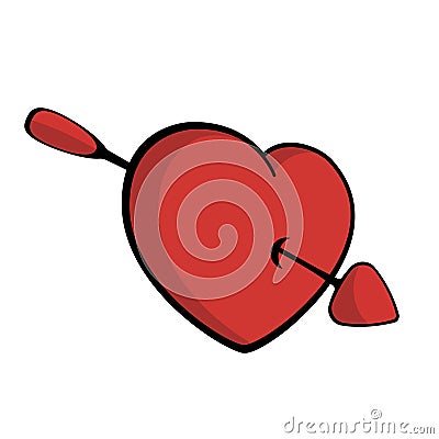 Heart pierced with arrow, falling in love Vector Stock Photo