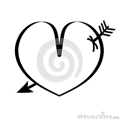 Heart pierced by an arrow Stock Photo