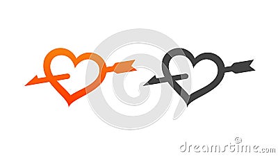 Heart Pierced by Arrow Vector Illustration