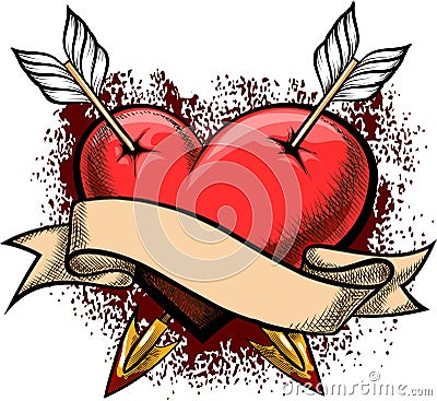 Heart pierced by arrows Vector Illustration