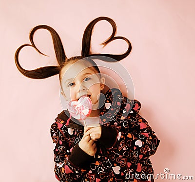 Heart pigtails valentine Stock Photo