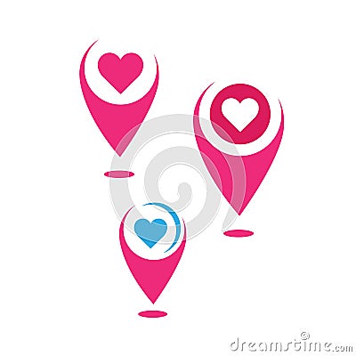 heart and pin pointer Love place logo location pin vector design vector illustration Vector Illustration