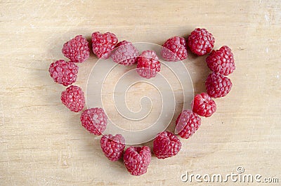 Heart of Pink Raspberries Stock Photo
