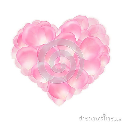 Heart of pink rose petals Vector Illustration