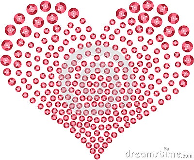 Heart of pink sequins on a white background Vector Illustration