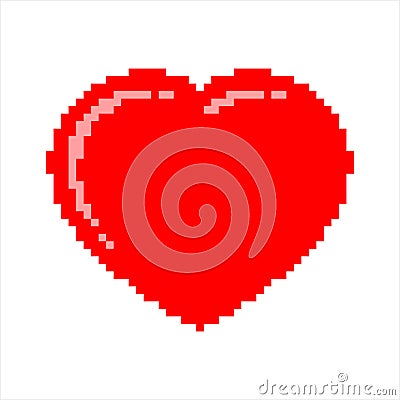 Heart Pixel Art, Heart Shape, Emotion, Affection, Love, Valentine Icon Vector Illustration