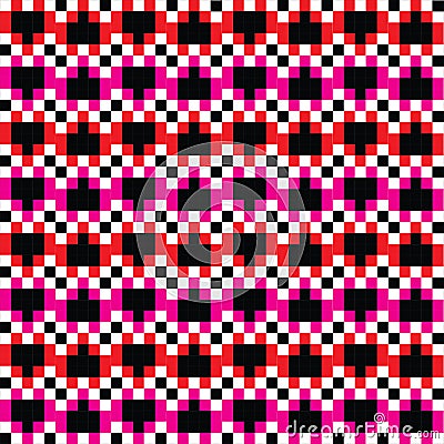 Heart Pixels pattern 4 colors Vector Illustration