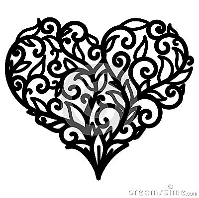 Plant grow into heart shape for printing, engraving,laser cutting, paper cut and so on. Vector illustration Vector Illustration