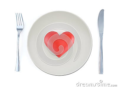 Heart on plate Stock Photo