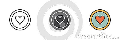 Heart on a plate different style icon set Cartoon Illustration