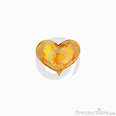 heart precious from gold isolated on white background, shiny valentine Vector Illustration