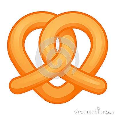 Heart pretzel icon, cartoon style Vector Illustration