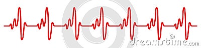 Heart pulse, cardiogram sign, heartbeat, one line - vector Vector Illustration