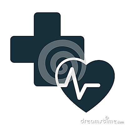 Heart pulse medical plus icon Stock Photo