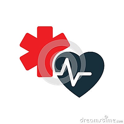 Heart pulse medical star life icon Stock Photo