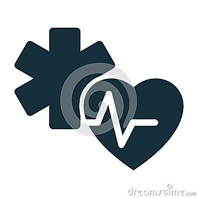 Heart pulse medical star life icon Stock Photo