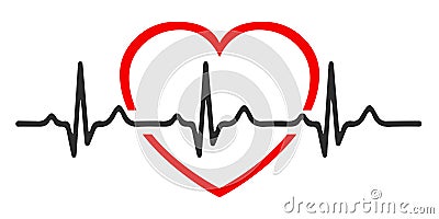 Heart pulse, one line, cardiogram, heartbeat Vector Illustration