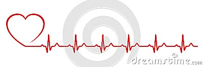 Heart pulse, one line - stock vector Stock Photo