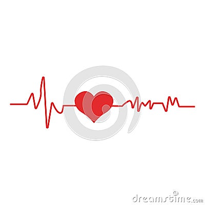 Heart pulse. Red and white colors. Heartbeat lone, cardiogram Stock Photo