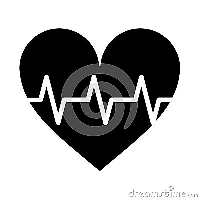 Heart pulse rhythm cardio pictogram Vector Illustration