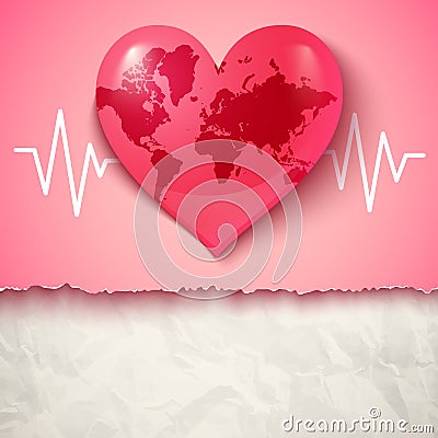 Heart and pulse. Vector Illustration