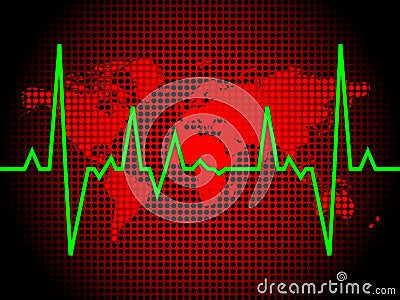 Heart pulse of world Vector Illustration