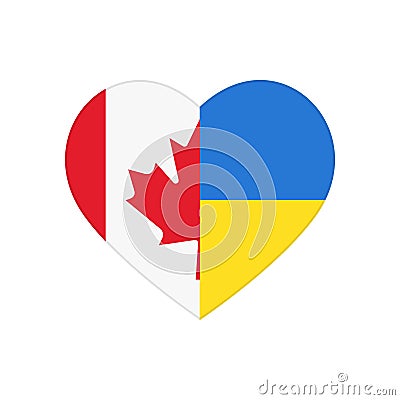 Heart puzzle pieces of Canada and Ukraine flags, partnership, symbol of love and peace Vector Illustration