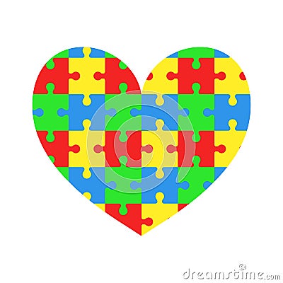 Heart of puzzles. Jigsaw. World autism awareness day Vector Illustration