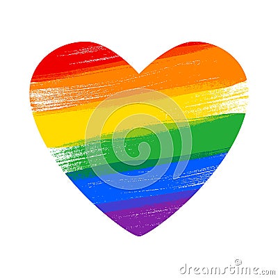 Heart in rainbow LGBT flag colors - paint style vector illustration. Vector Illustration