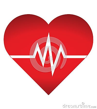 Heart rate icon - health monitor. Red Heart Rate.Blood pressure vector icon, heart cheering cardiogram, good health logo, Stock Photo