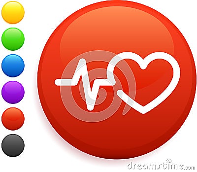 Heart rate icon on round internet button Cartoon Illustration