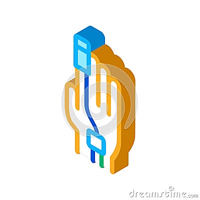Heart rate measurement tool on patient finger isometric icon vector illustration Vector Illustration
