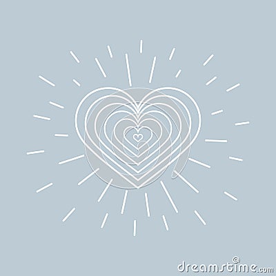 Heart and rays. Creative design concept for valentines day, mothers day, greeting cards for woman s day, declaration of Vector Illustration