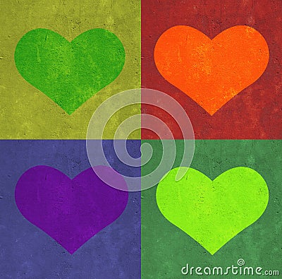 Heart and rectangles background. Stock Photo