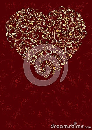 Heart on red background Vector Illustration