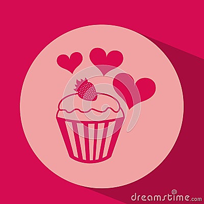 heart red cartoon cupcake strawberry icon design Cartoon Illustration