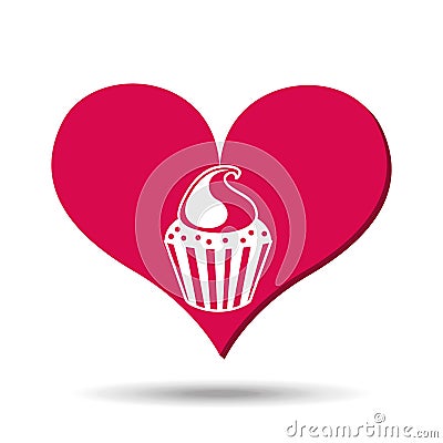 heart red cartoon cupckae chips icon design Cartoon Illustration