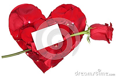 Heart with red rose love topic on Valentine's and mothers day, w Stock Photo