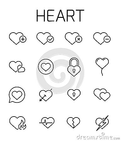 Heart related vector icon set Vector Illustration