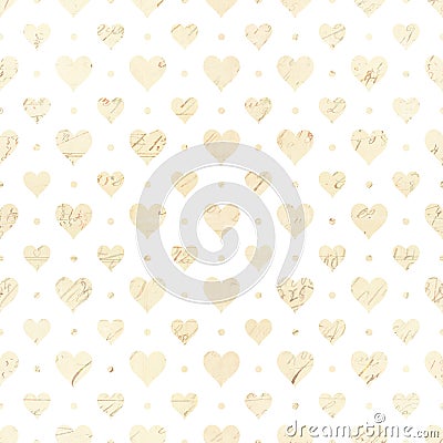 Heart repeat seamless pattern in white and beige Stock Photo