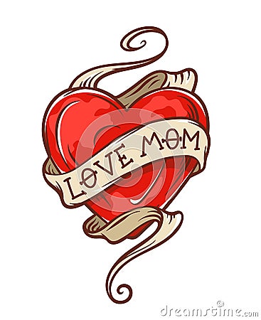 Love mom tattoo Vector Illustration