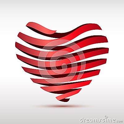 Heart ribbon Vector Illustration