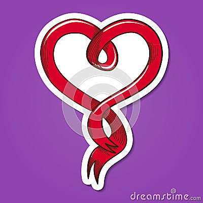 Heart ribbon. Vector Illustration