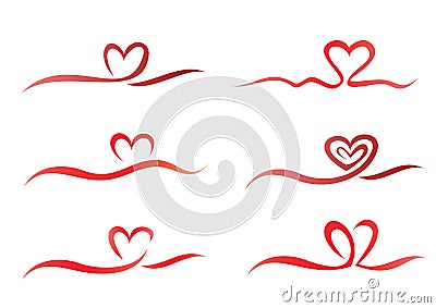 Heart ribbon set Vector Illustration