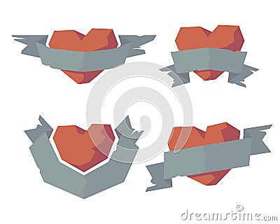 Heart with ribbons Vector Illustration