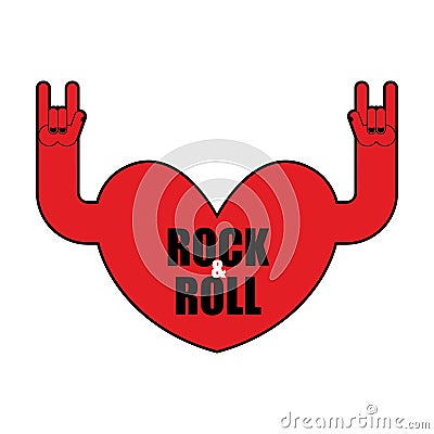 Heart rock logo. Rock and roll hand. Musical emblem Vector Illustration