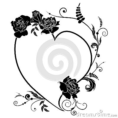 Heart and rose, frame Vector Illustration