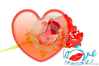 Heart roses lips and I love you words icon Stock Photo